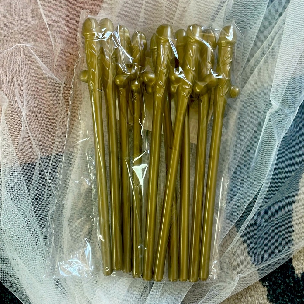 10pc Gold Penis Straws